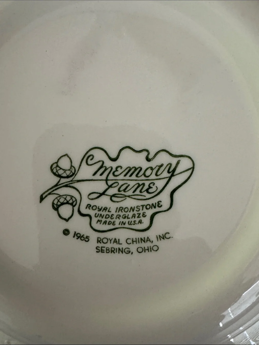 Set of three 1965 Royal Ironstone Memory Lane pattern by Royal China made in USA